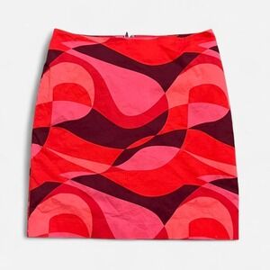 Ann Taylor red and pink abstract print skirt